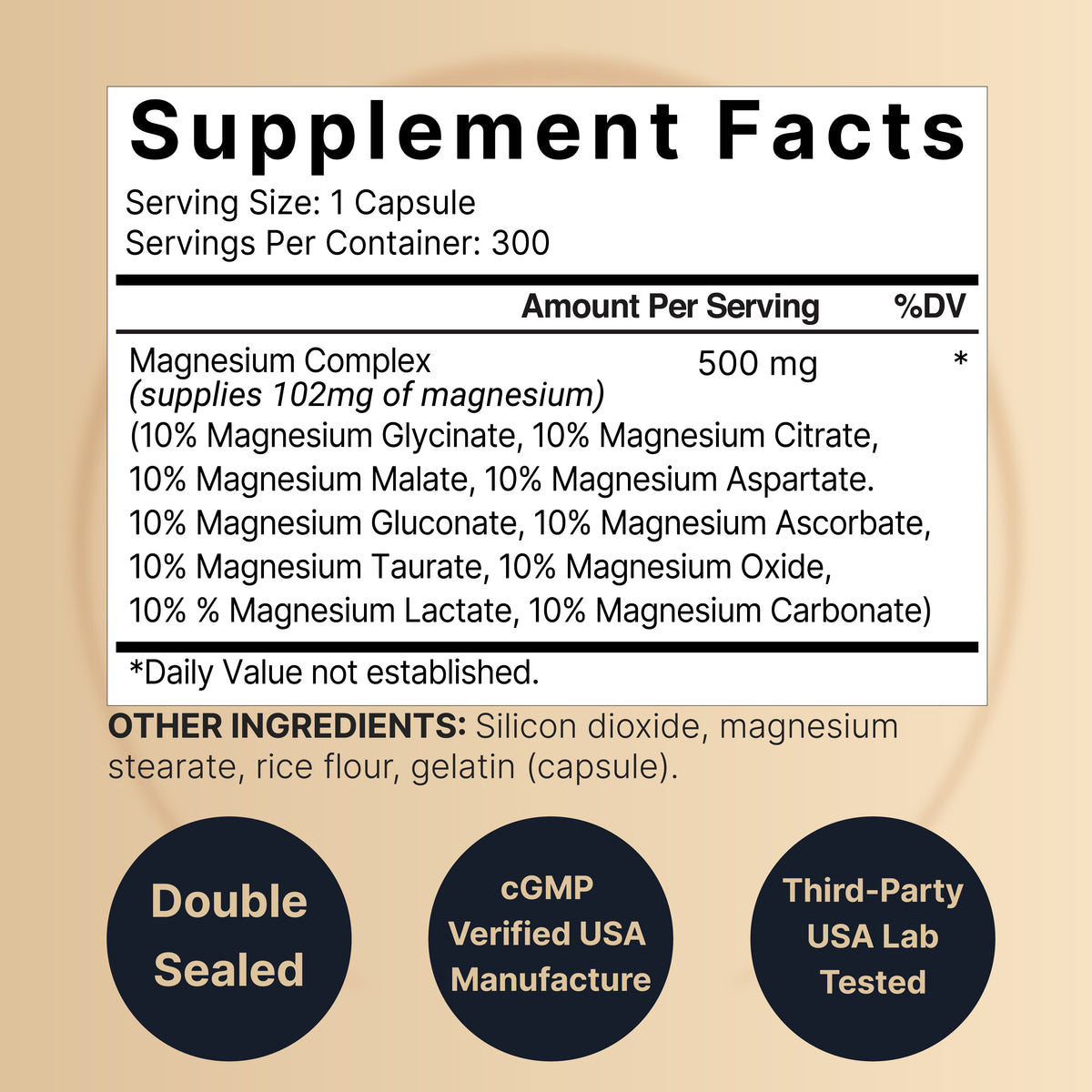 Magnesium Citrate Complex with Magnesium Oxide, Maximum Absorption, 500 mg,  60 Capsules