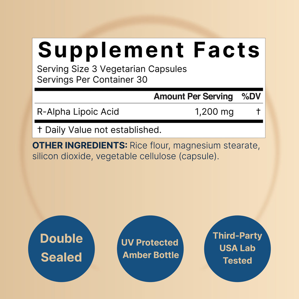 R Alpha Lipoic Acid 1,200mg Per Serving, 90 Veggie Capsules