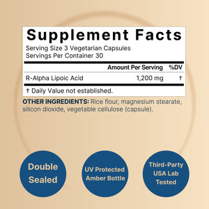 R Alpha Lipoic Acid 1,200mg Per Serving, 90 Veggie Capsules