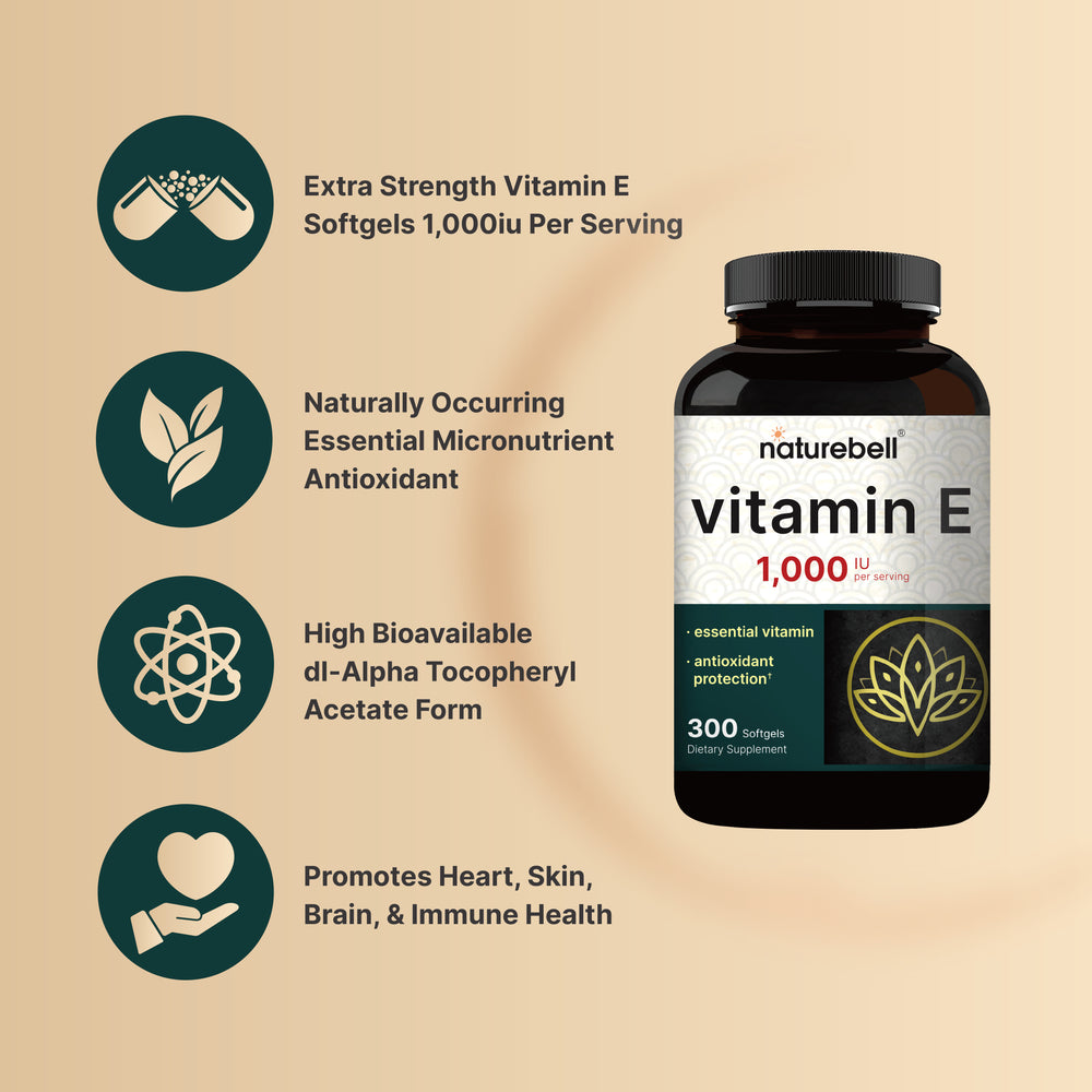 Vitamin E Oil Softgels, 1,000iu Per Serving, 300 Pills – NatureBell