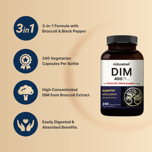 NatureBell DIM 400mg as Diindolylmethane, 240 Veggie Capsules