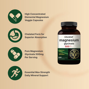 Magnesium Glycinate 500mg, 240 Veggie Capsules