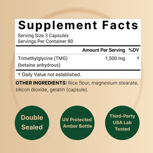 TMG (Trimethylglycine) 1500mg capsules 240 count